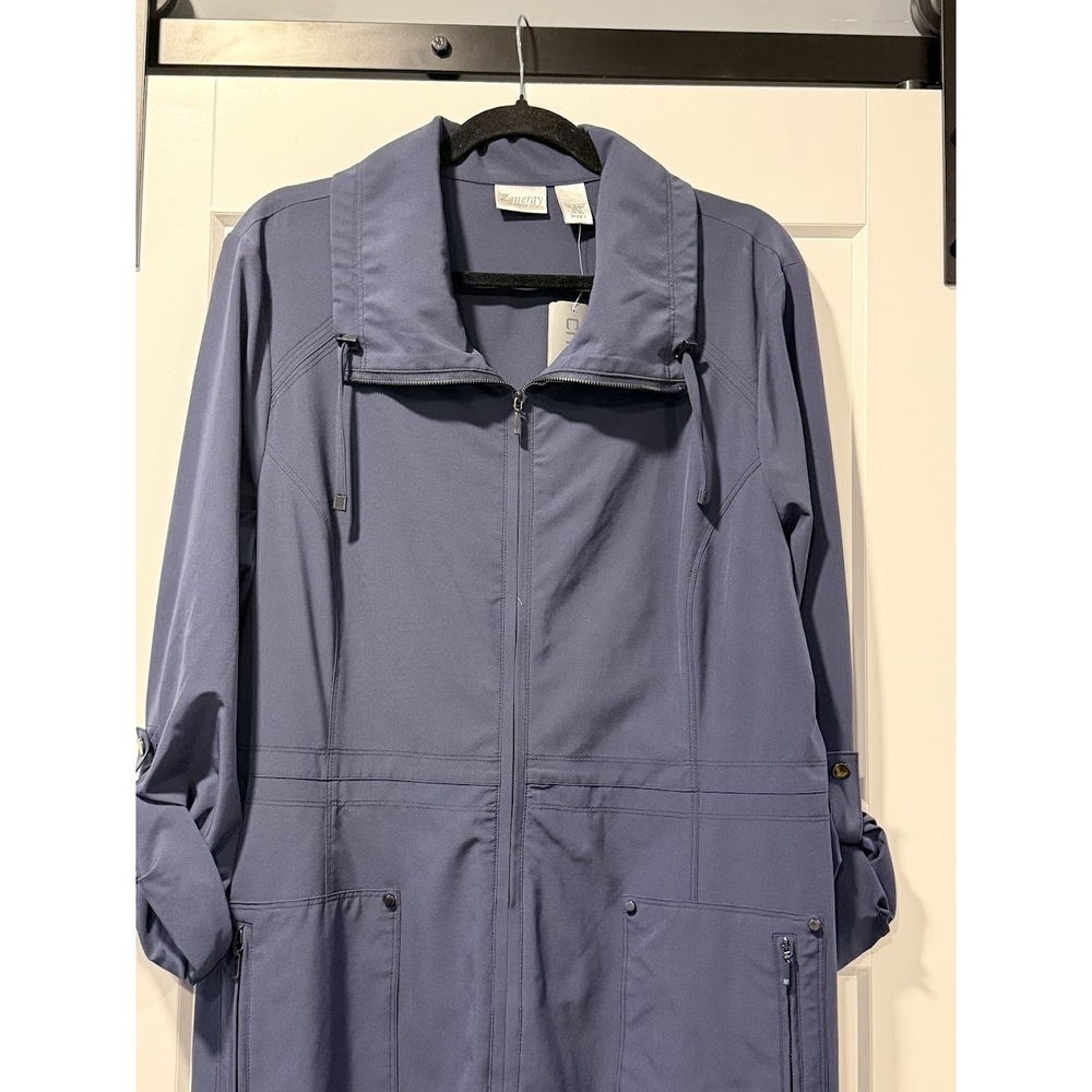 NWT Zenergy by Chico's Zip-Front Navy Blue Tunic Jacket Size 3 (X-Large) - Picture 2 of 4